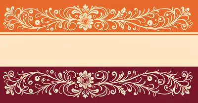 Decorative Floral Border Design With Orange And Maroon Panels