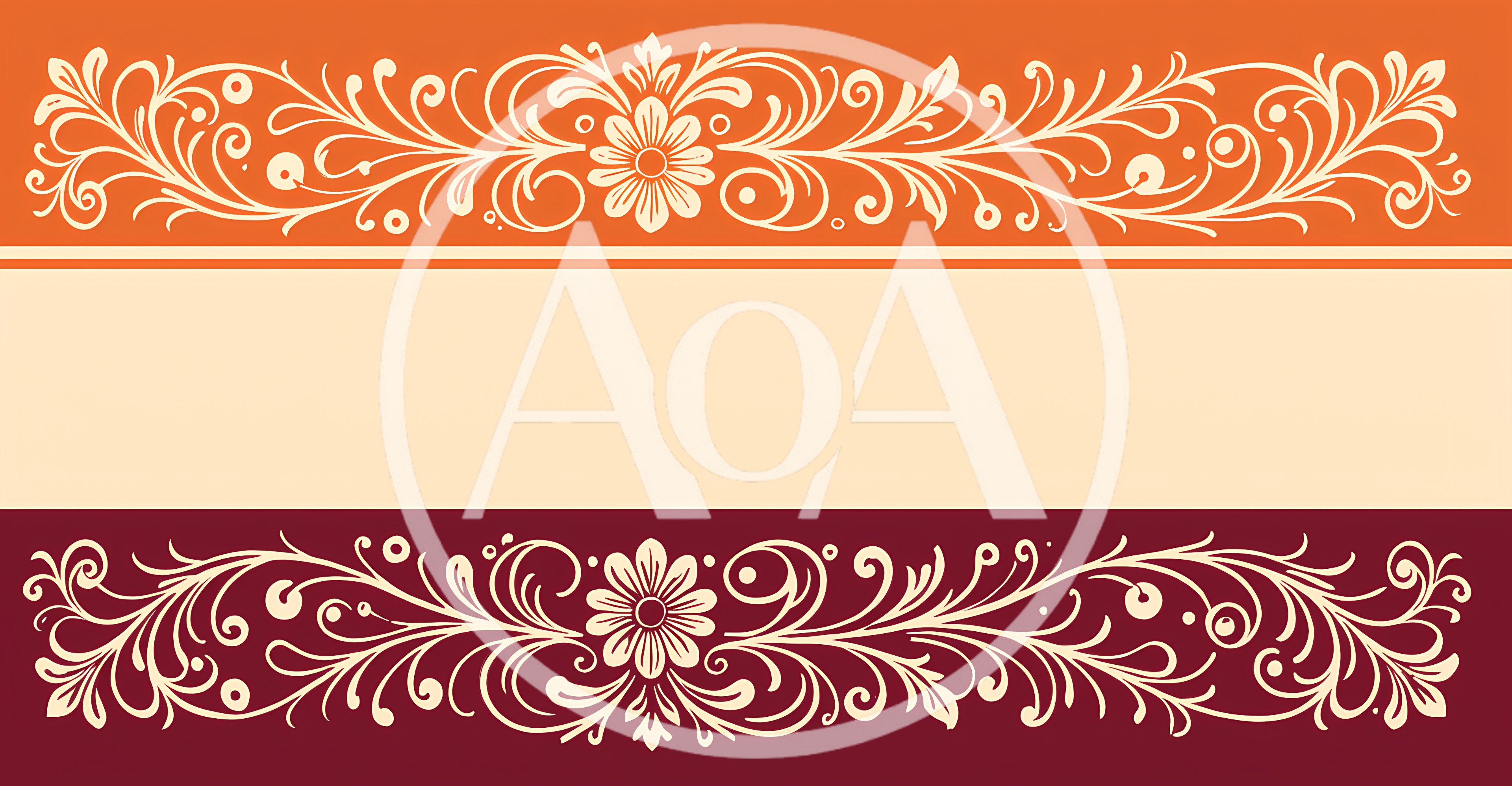 Decorative Floral Border Design With Orange And Maroon Panels