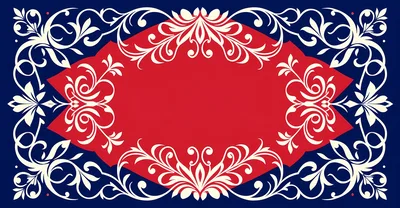 Decorative Red And Blue Ornamental Floral Frame