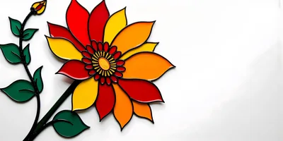 Stained Glass Style Flower Illustration On White Background