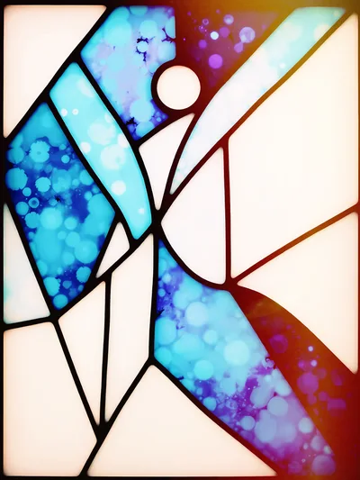 Abstract Stained Glass Design With Blue And Purple Tones