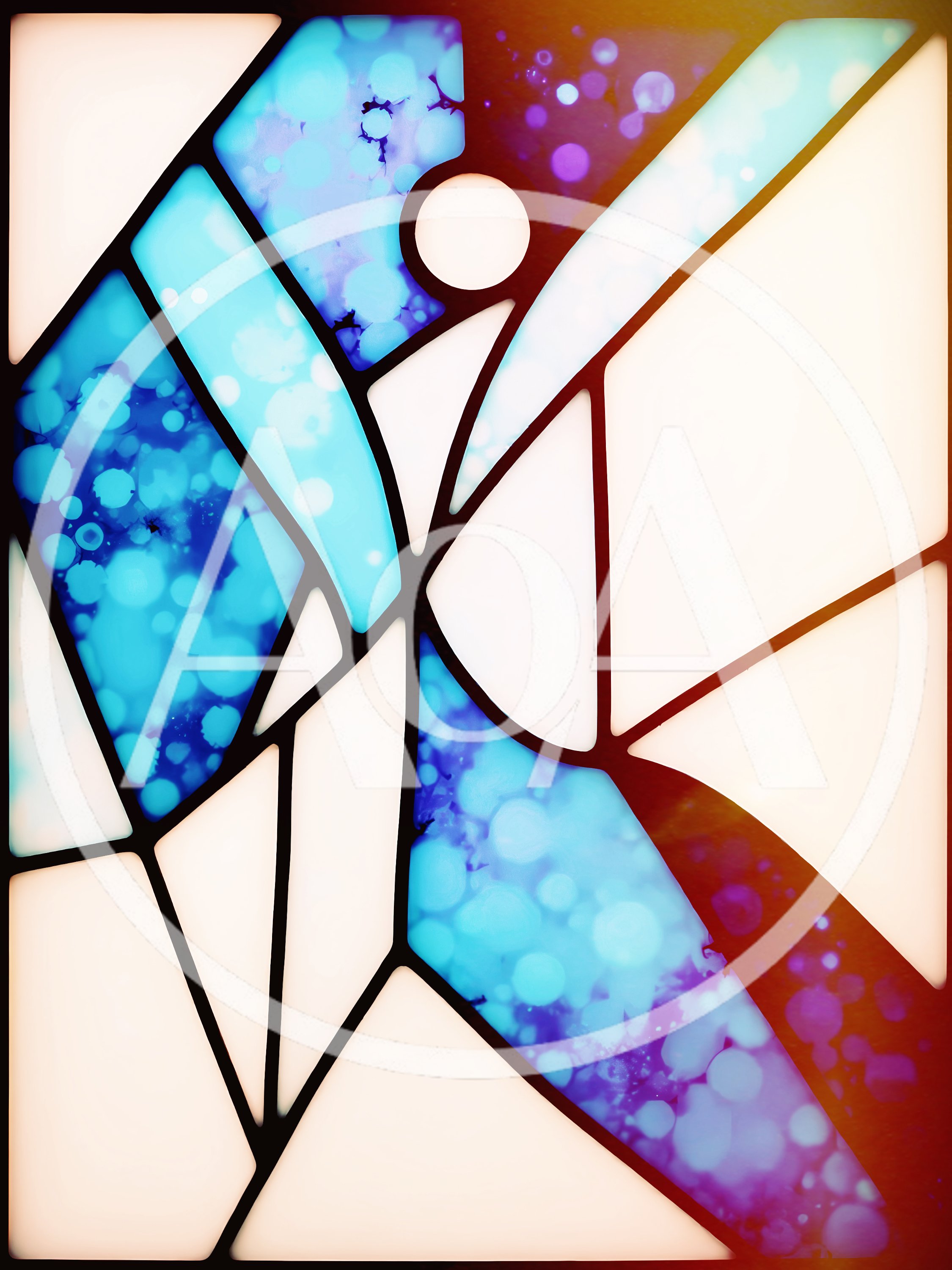 Abstract Stained Glass Design With Blue And Purple Tones