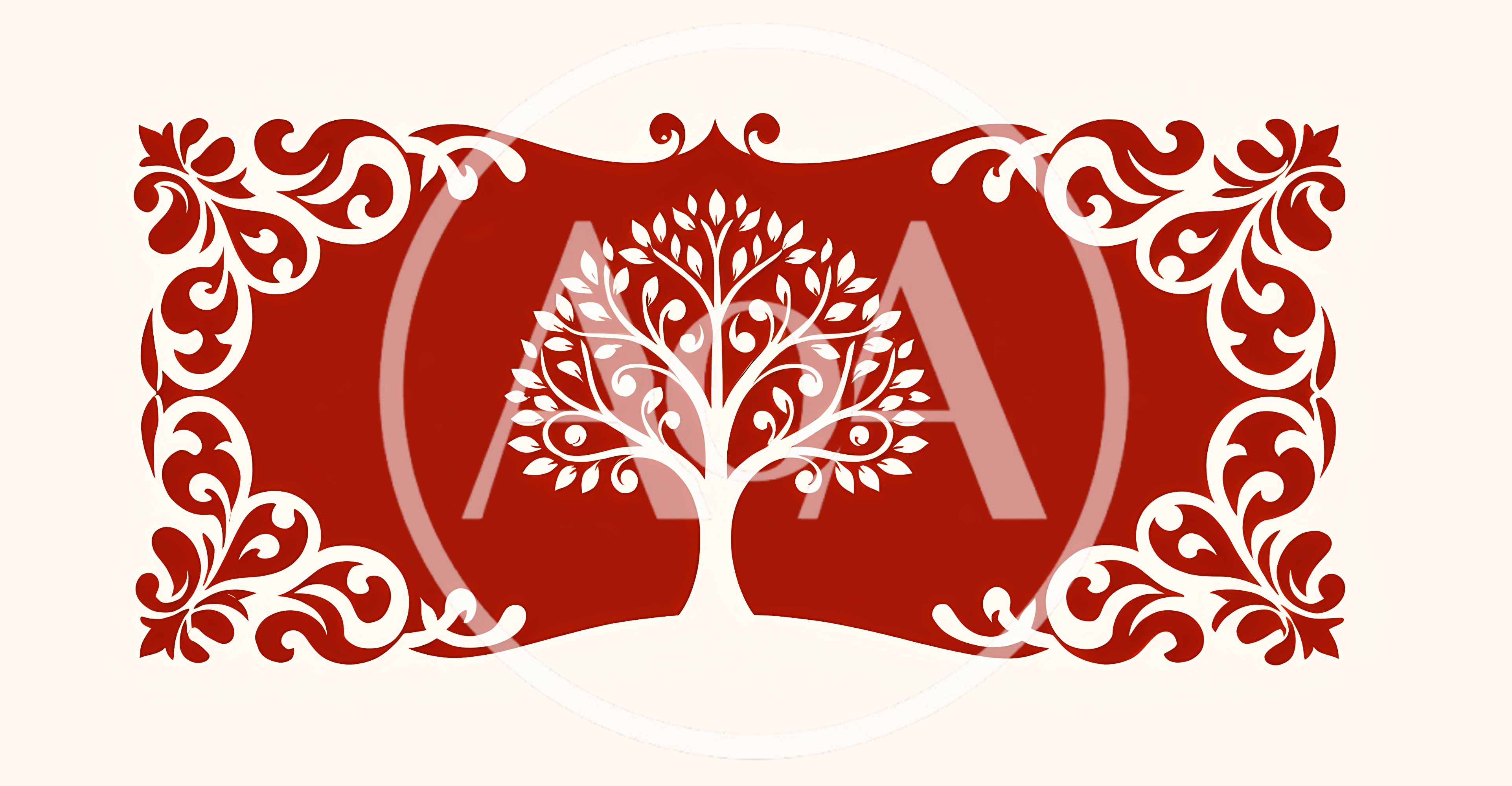 Decorative Tree Illustration With Ornate Floral Border