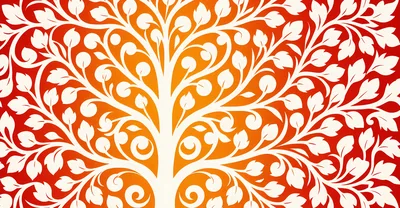 Stylized White Tree Of Life Illustration On Gradient Background