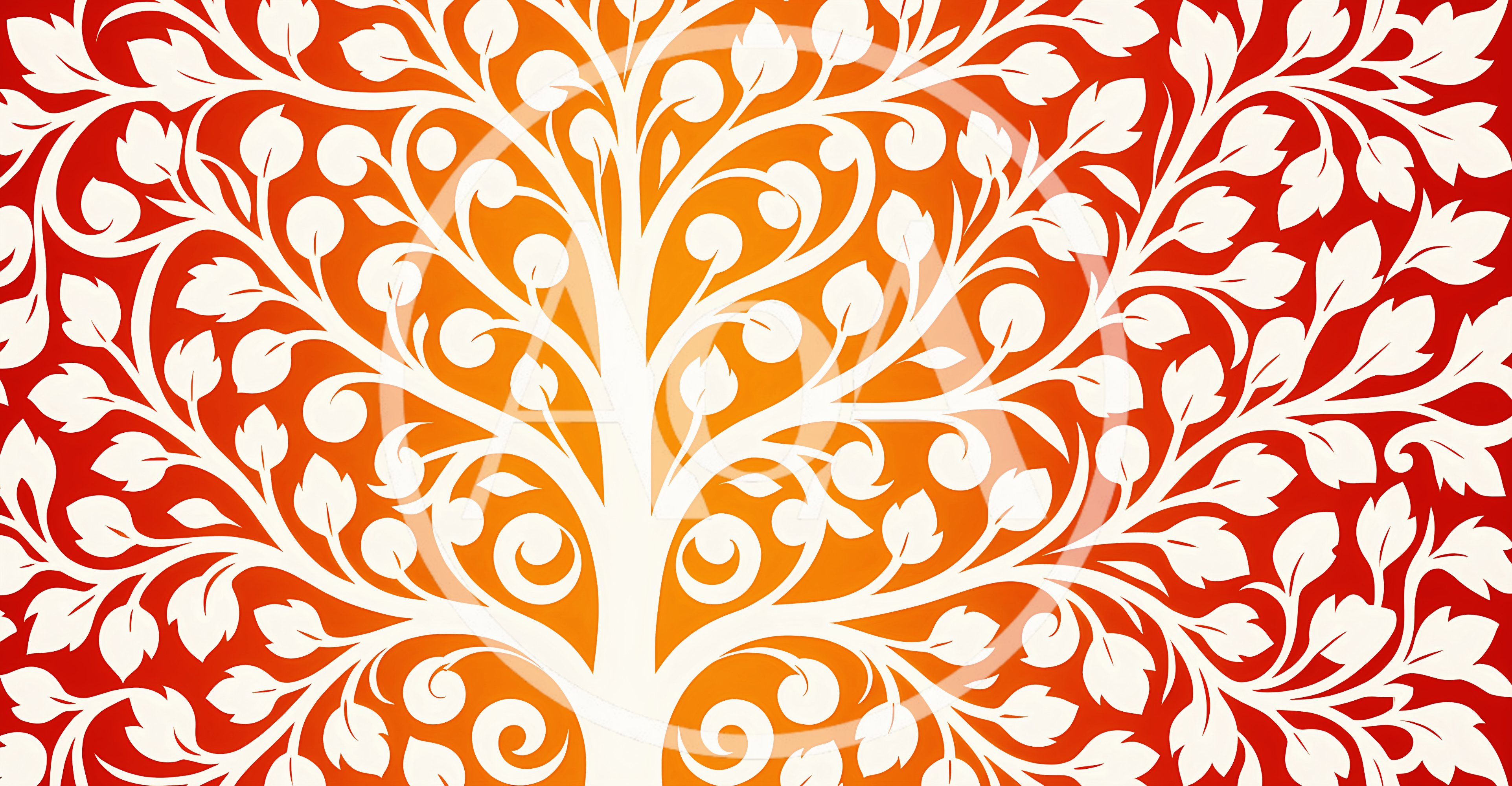 Stylized White Tree Of Life Illustration On Gradient Background
