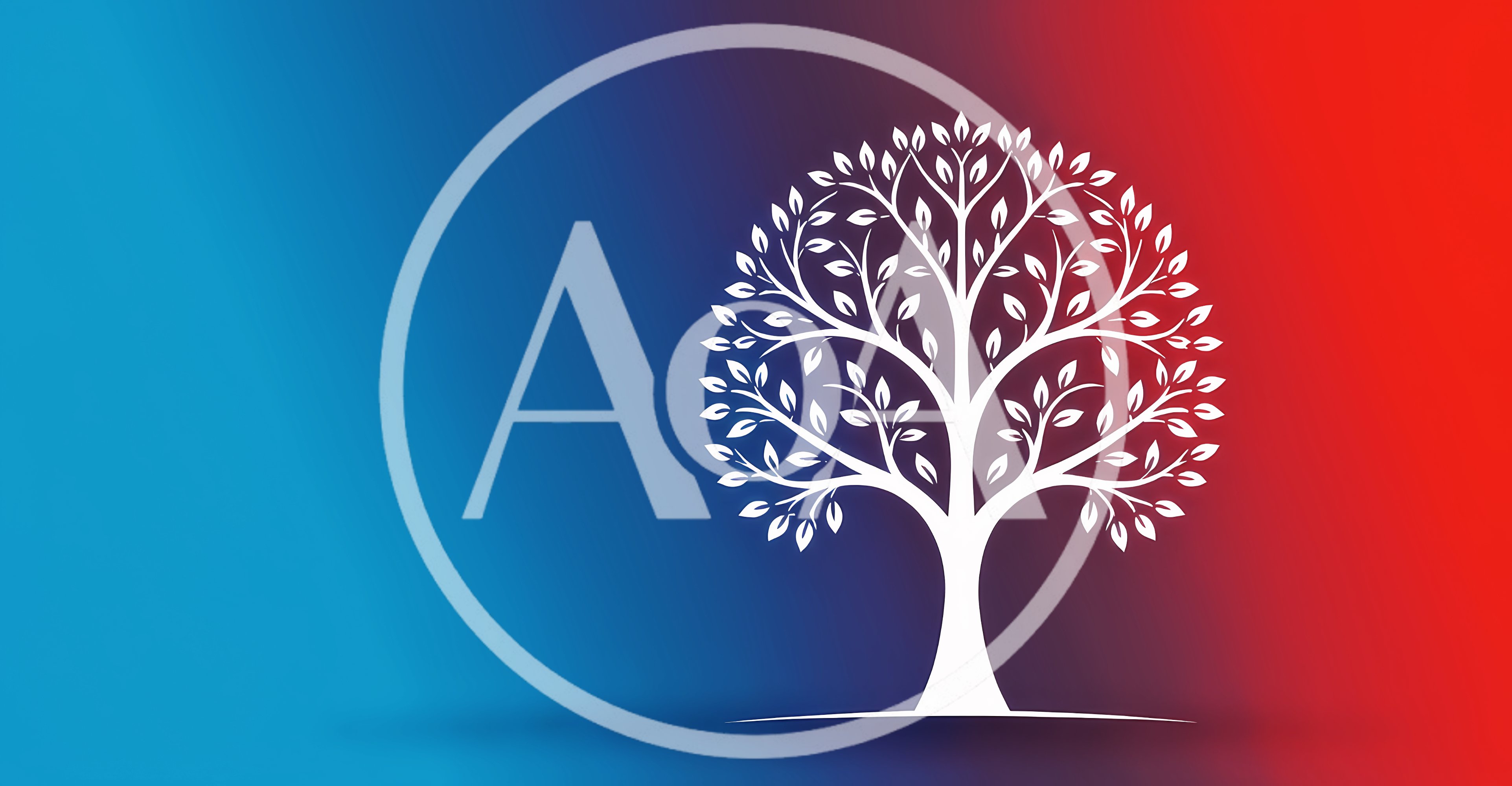 White Tree Silhouette On Blue And Red Gradient Background