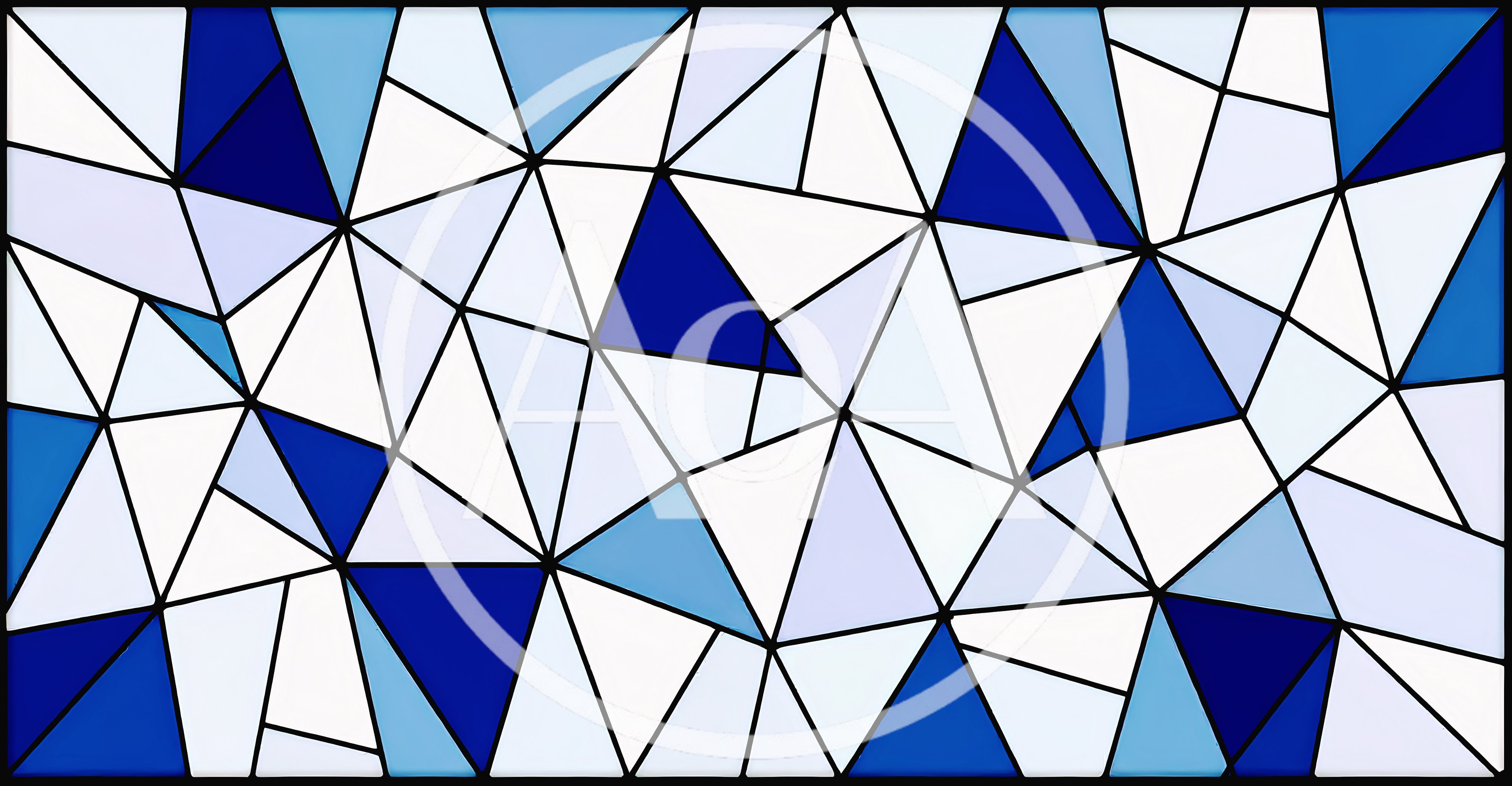 Abstract Geometric Stained Glass Pattern In Blue Tones