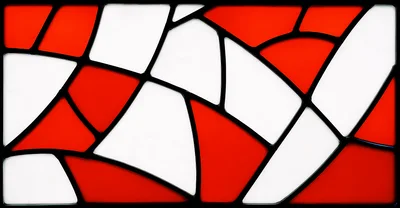 Abstract Stained Glass Pattern With Red And White Shapes