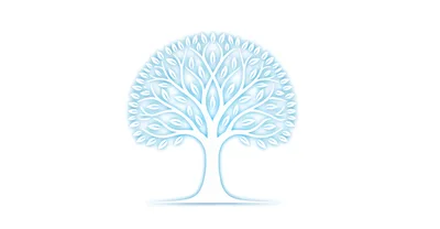 Stylized White Tree Illustration With Soft Blue Glow