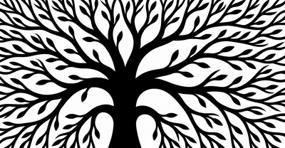 Stylized Black And White Tree Silhouette Illustration