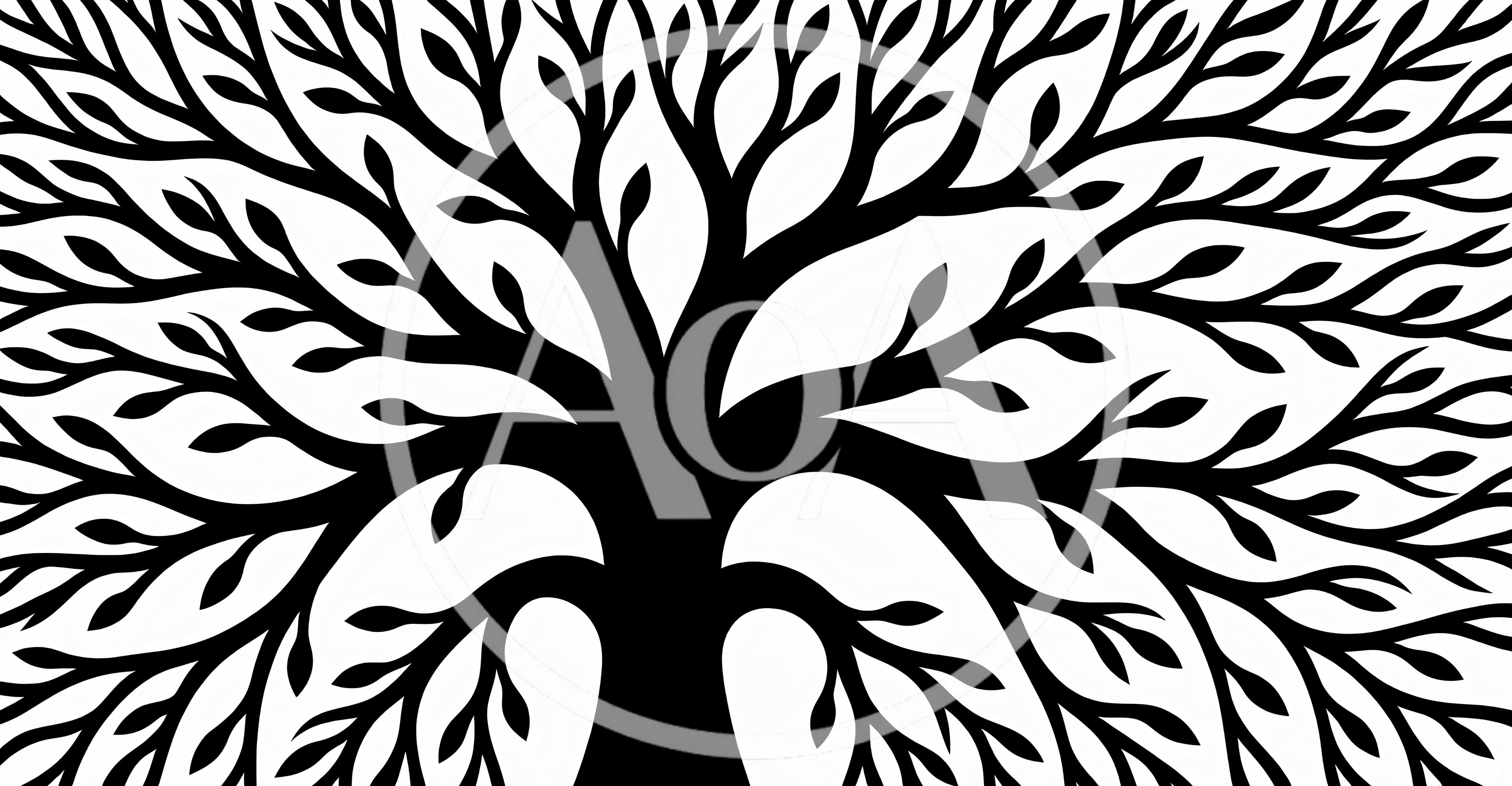 Stylized Black And White Tree Silhouette Illustration