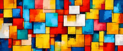 Abstract Geometric Painting With Vibrant Multicolored Squares