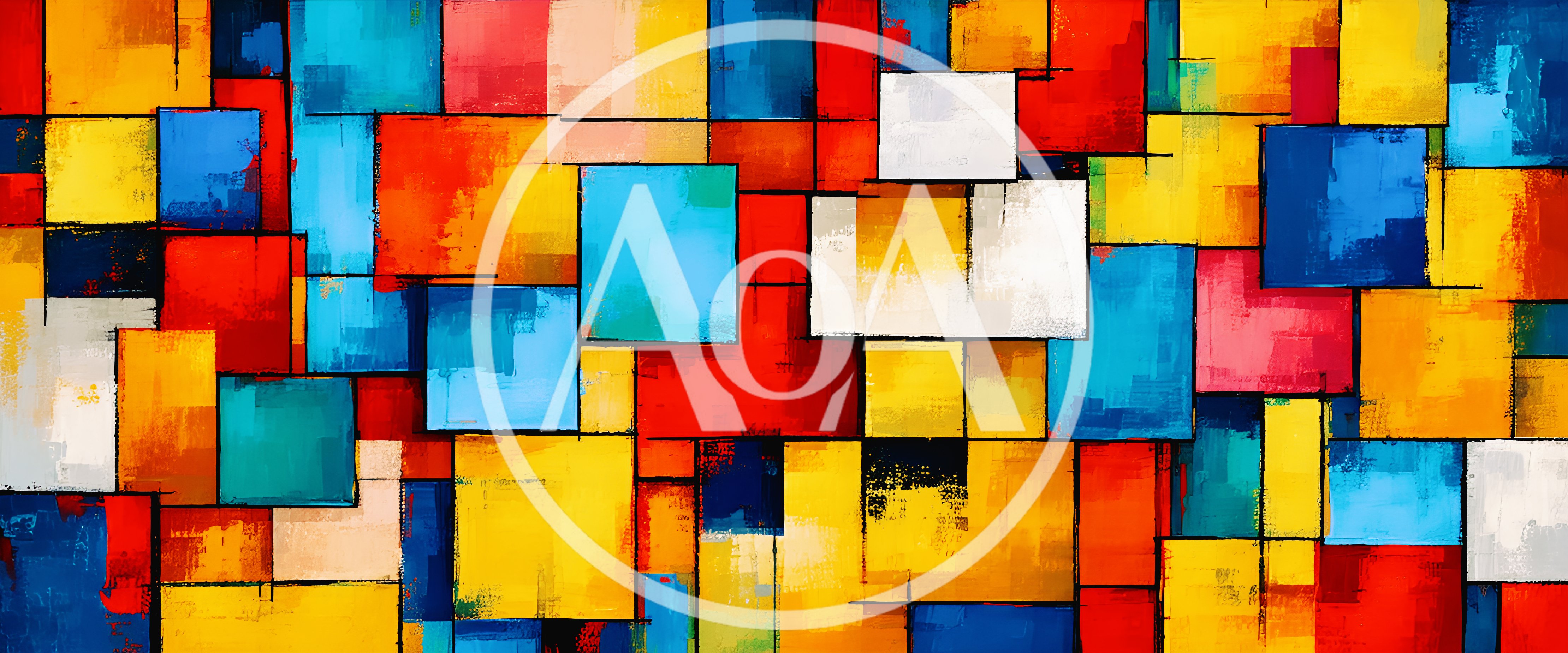 Abstract Geometric Painting With Vibrant Multicolored Squares