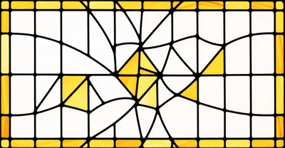 Abstract Stained Glass Window With Geometric Yellow And White Panels