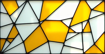 Abstract Geometric Stained Glass Pattern With Yellow And White