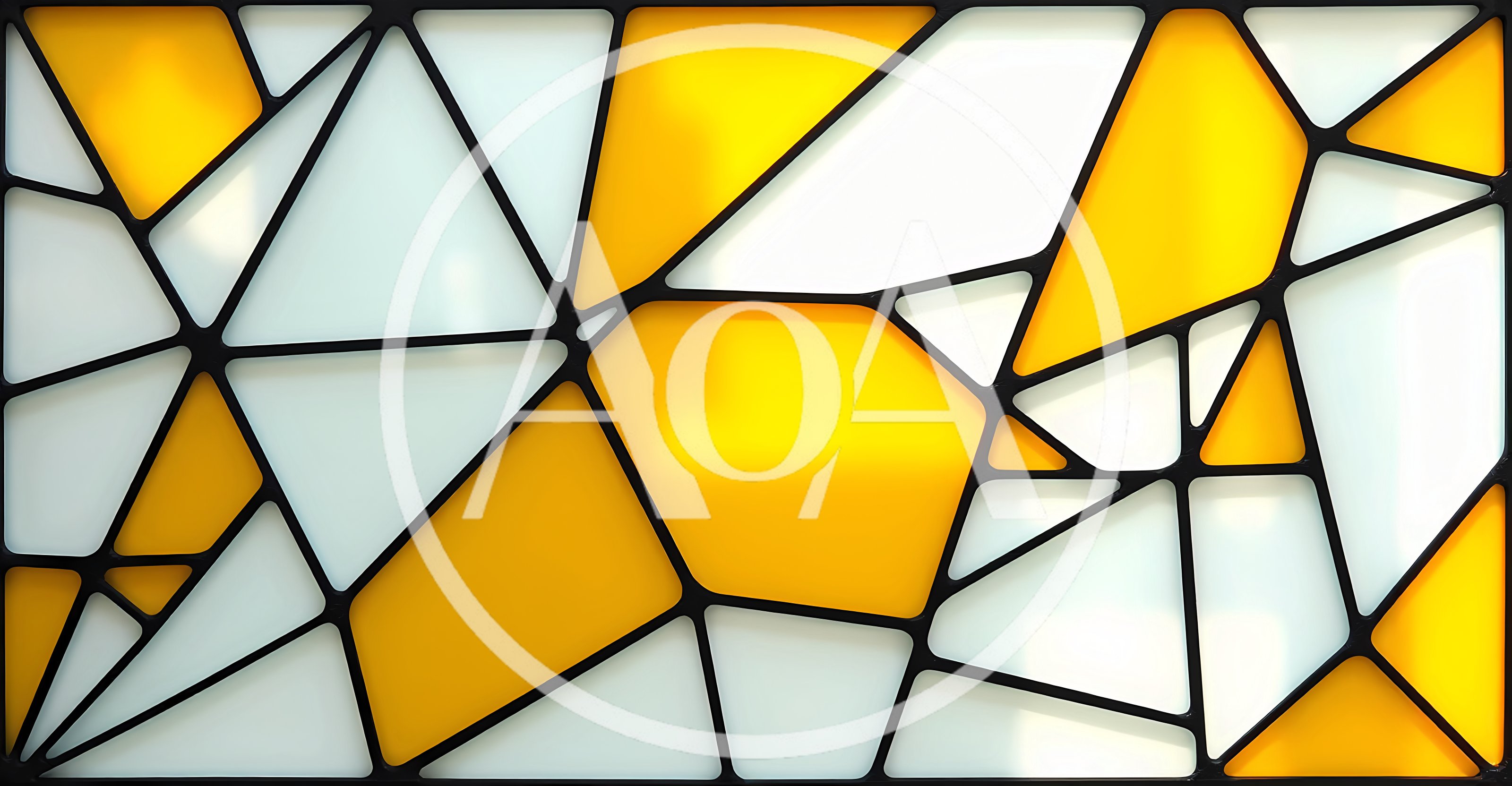 Abstract Geometric Stained Glass Pattern With Yellow And White