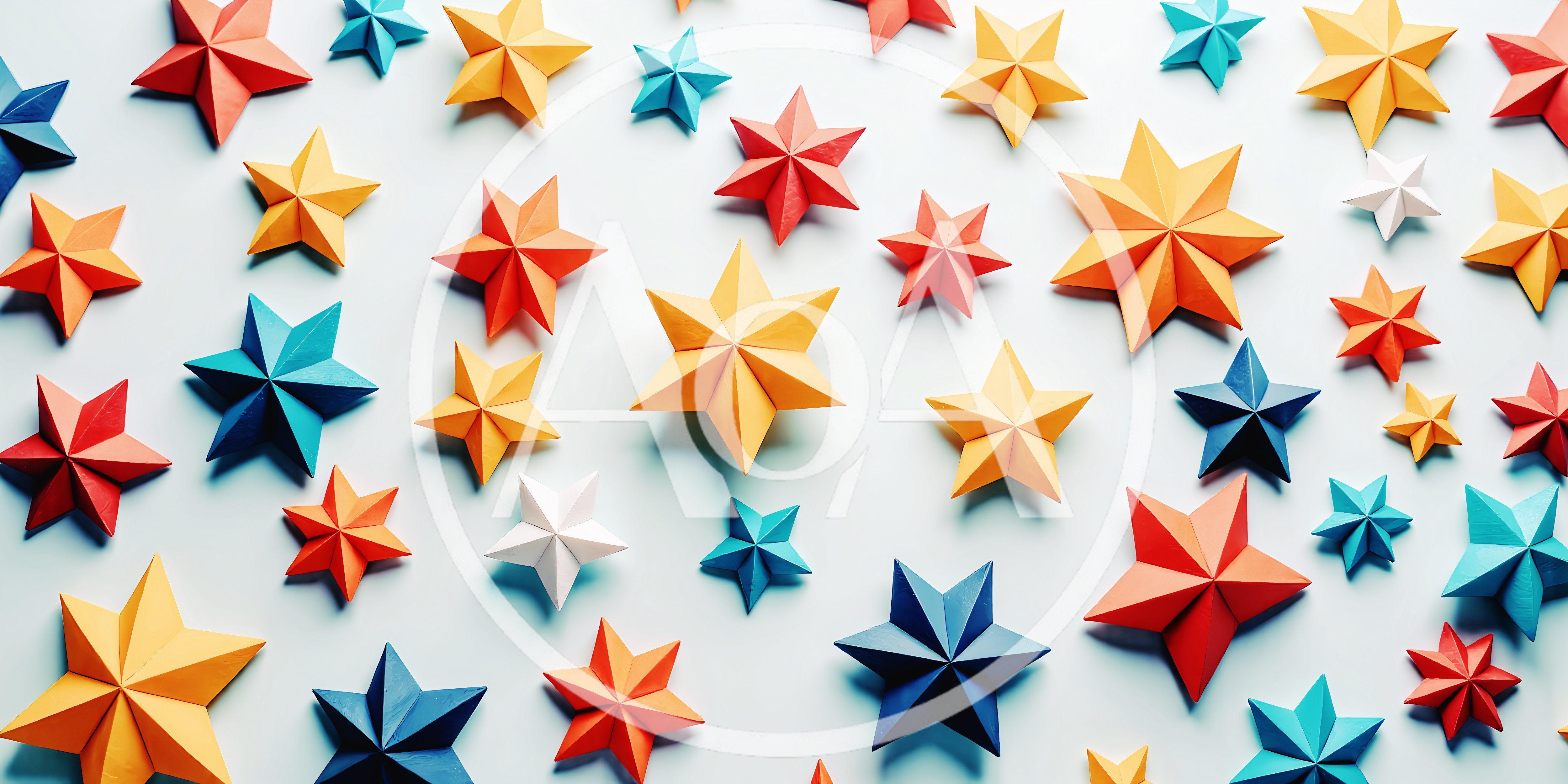 Colorful Paper Origami Stars On White Background