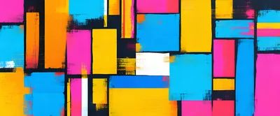 Abstract Geometric Painting With Vibrant Color Blocks