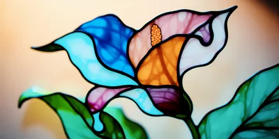 Stained Glass Calla Lily Flower Art
