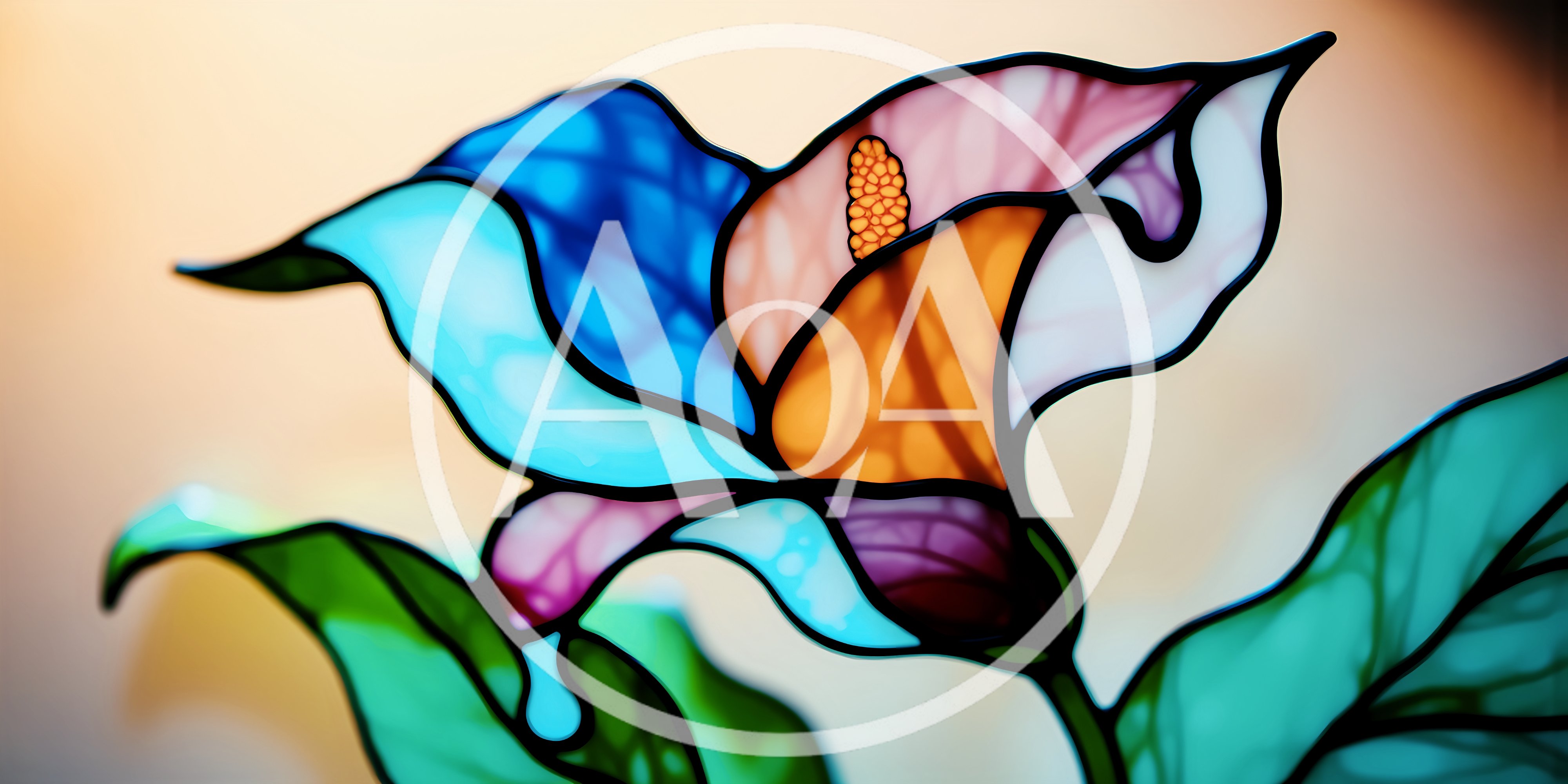 Stained Glass Calla Lily Flower Art