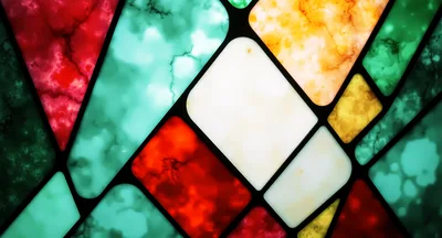 Abstract Stained Glass Pattern With Vibrant Geometric Shapes