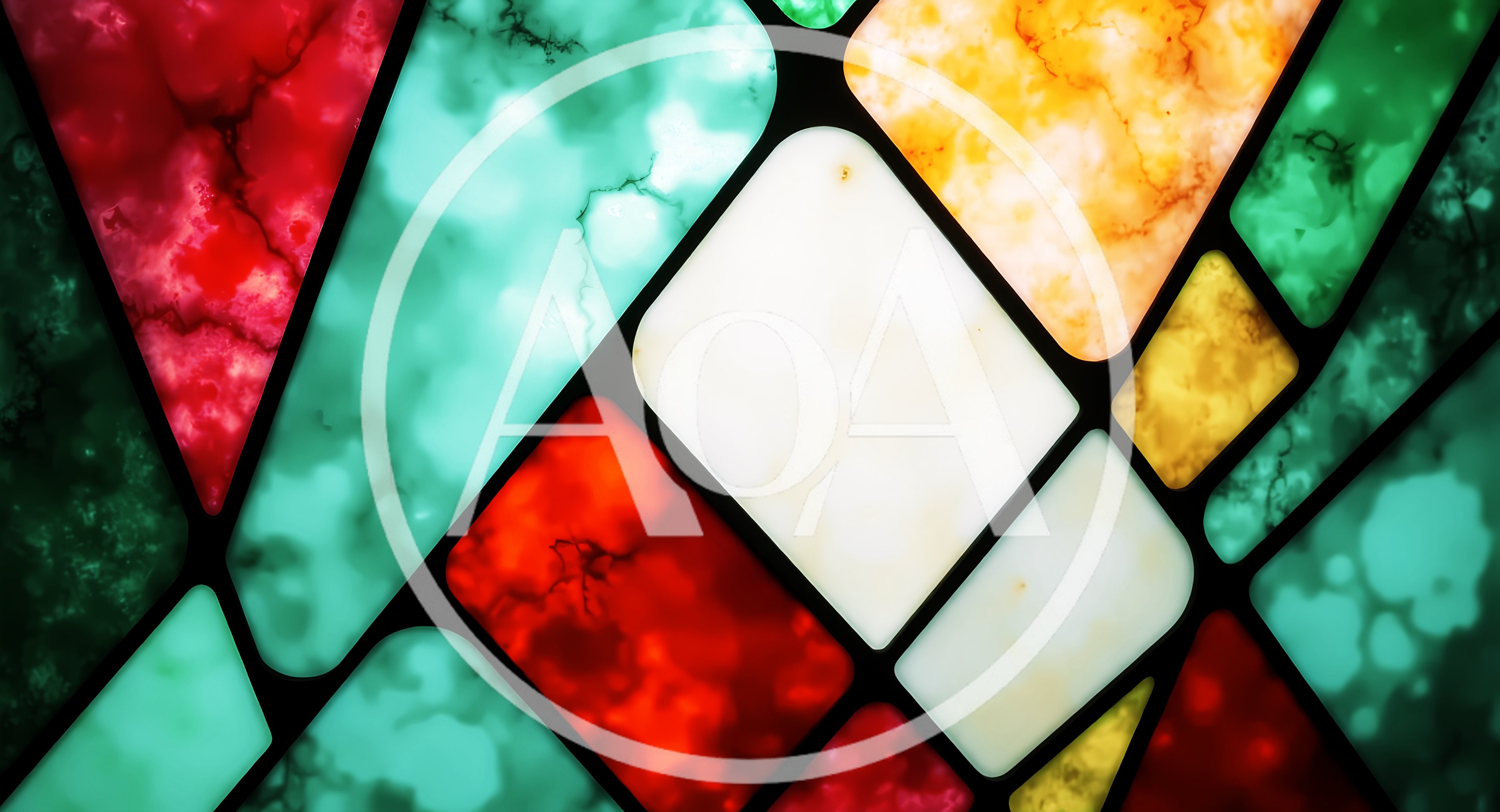 Abstract Stained Glass Pattern With Vibrant Geometric Shapes