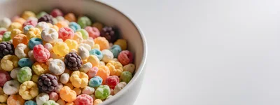 Bowl Of Colorful Fruit Flavored Cereal