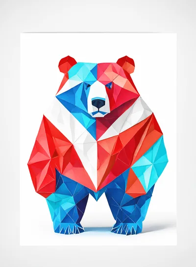 Low Poly Geometric Bear Illustration