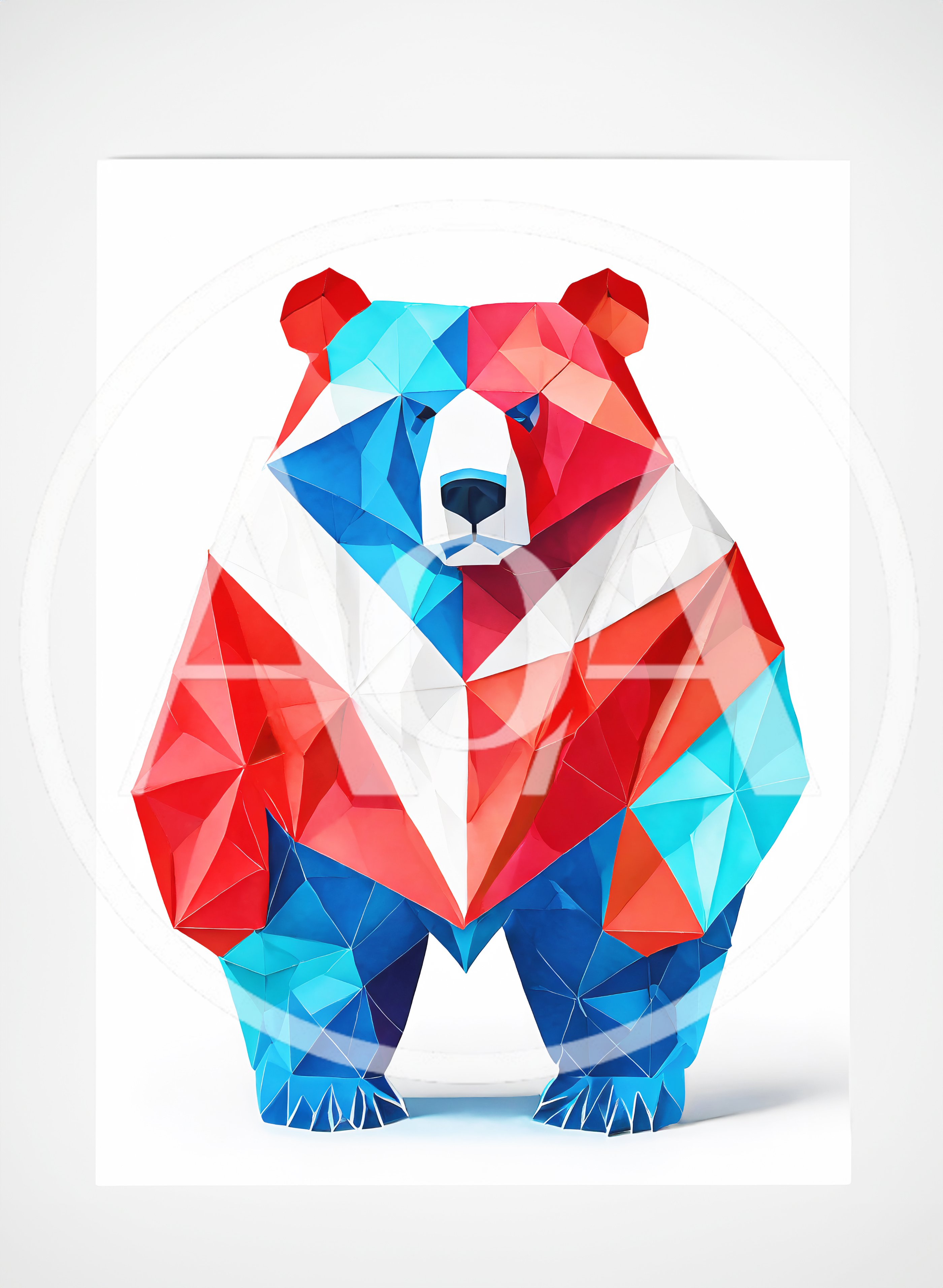 Low Poly Geometric Bear Illustration