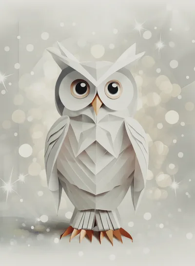 Origami Paper Owl With Bokeh Background