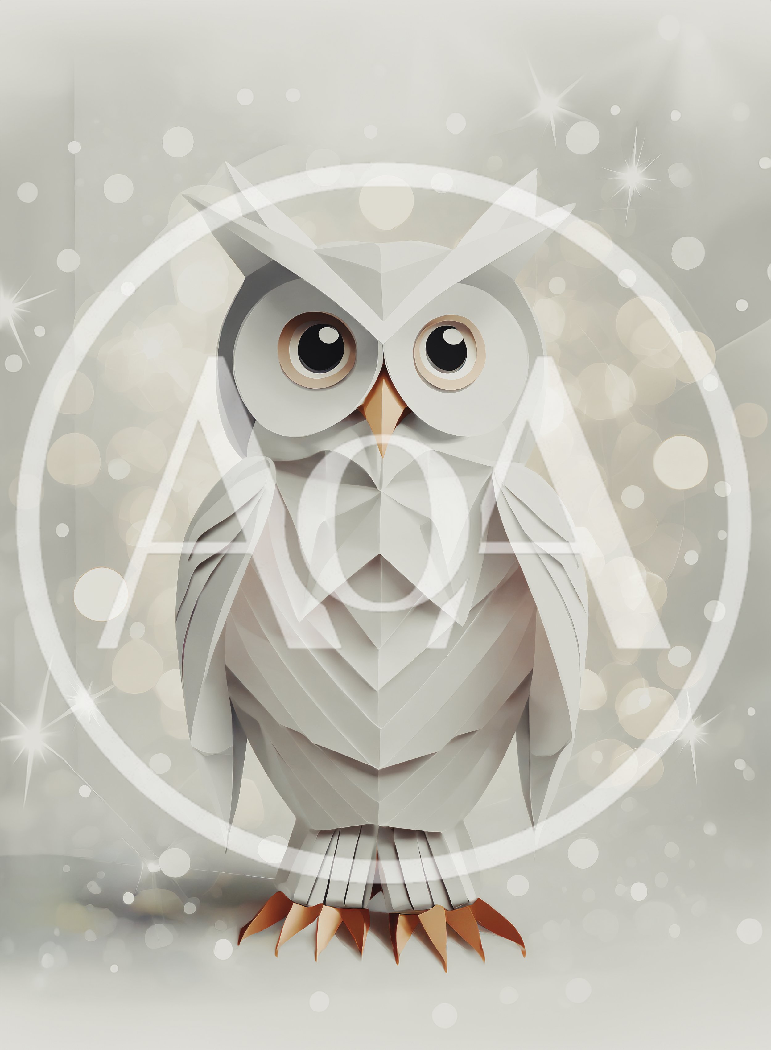 Origami Paper Owl With Bokeh Background