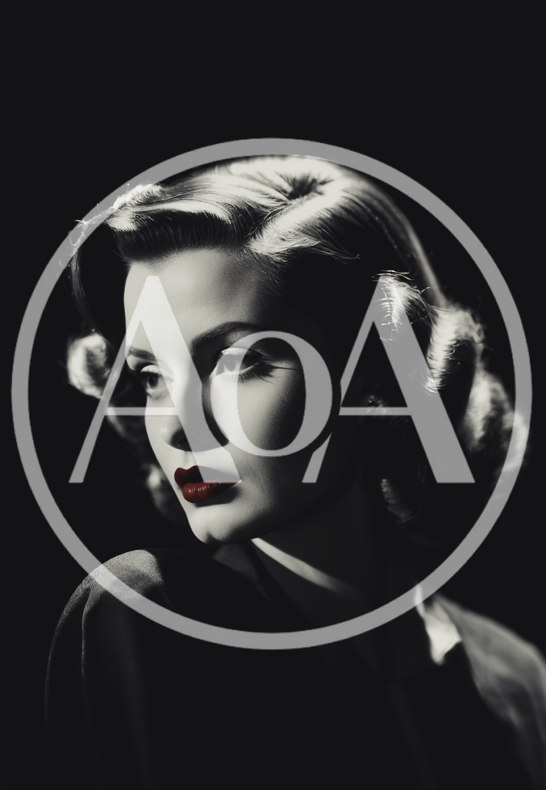 Vintage Hollywood Glamour Portrait With Red Lips
