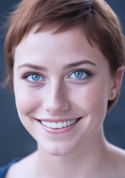 Portrait Of A Smiling Young Woman With Short Hair