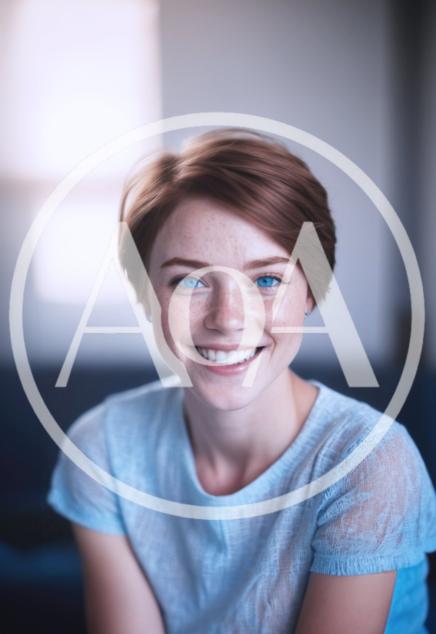 Portrait Of A Smiling Young Woman With Short Hair
