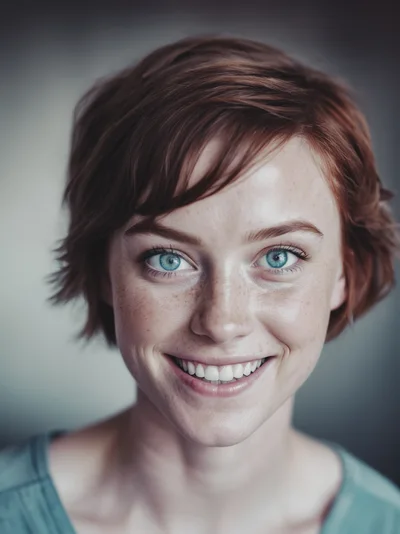 Portrait Of A Smiling Young Woman With Red Hair