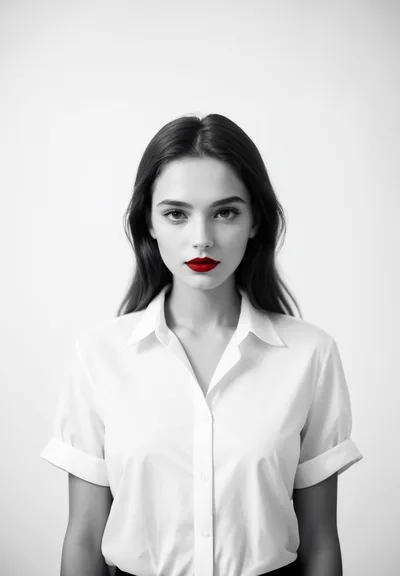 Portrait Of A Young Woman With Red Lips