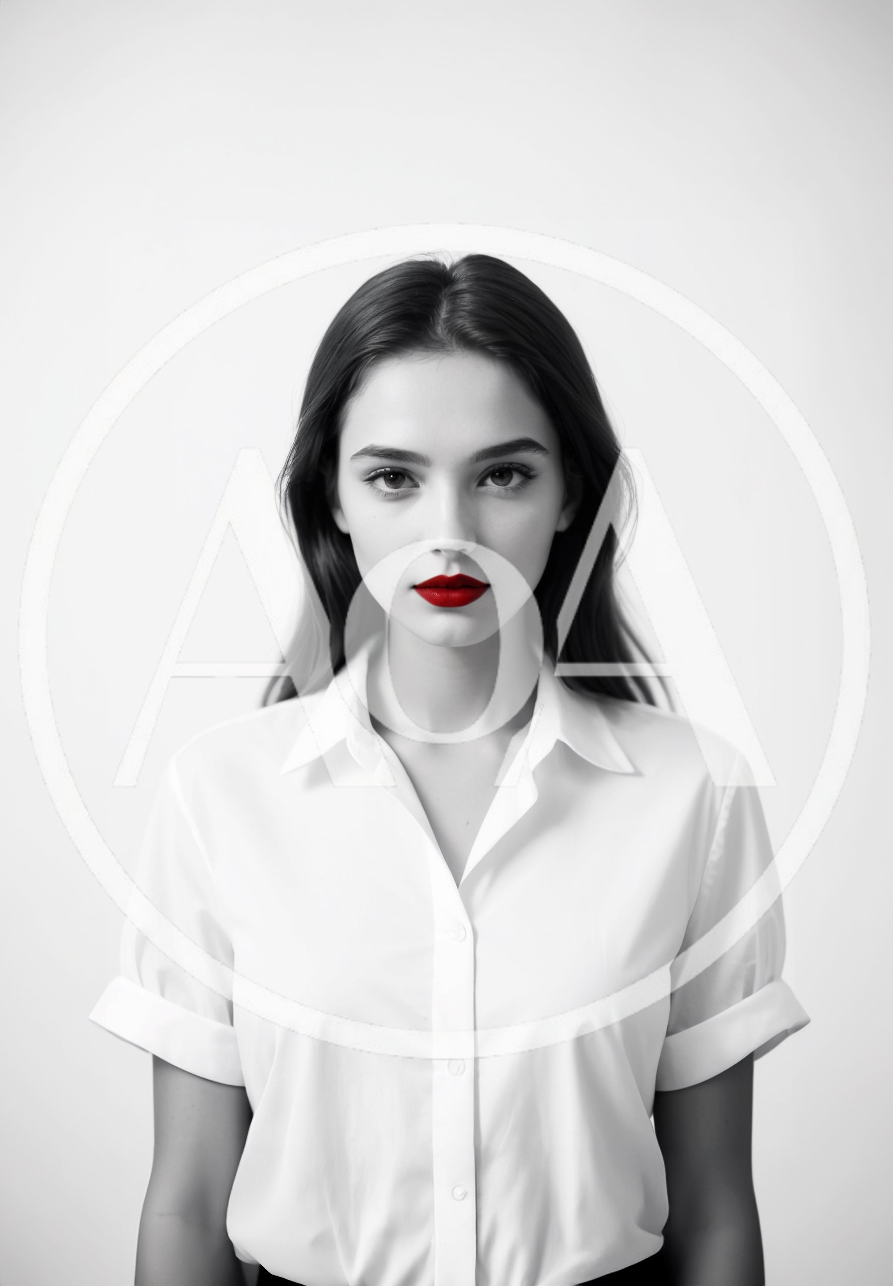Portrait Of A Young Woman With Red Lips