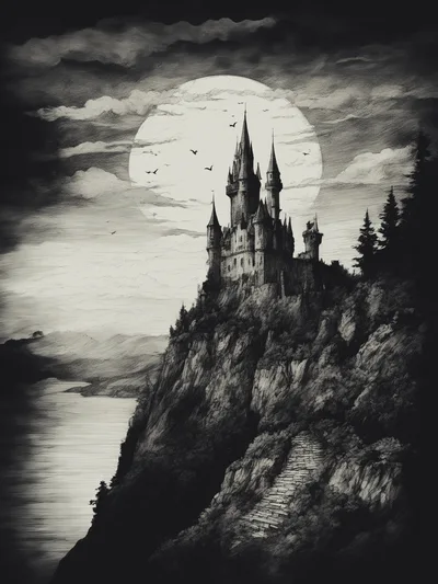 Gothic Castle Perched On A Rocky Cliffside