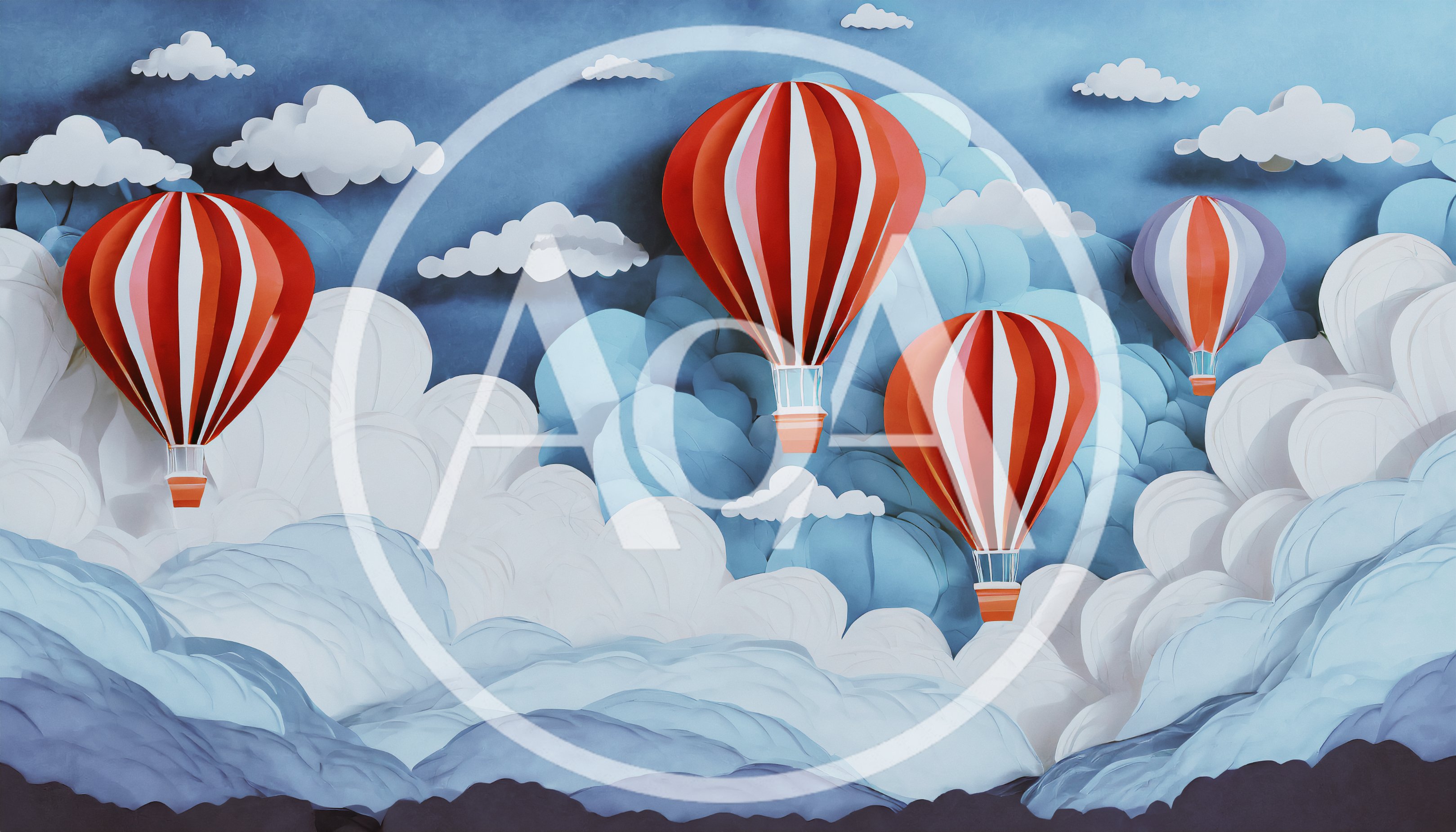 Paper Craft Hot Air Balloons Floating In Sky