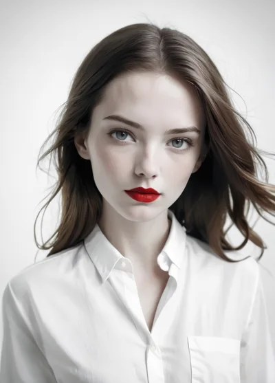 Portrait Of A Young Woman With Red Lipstick