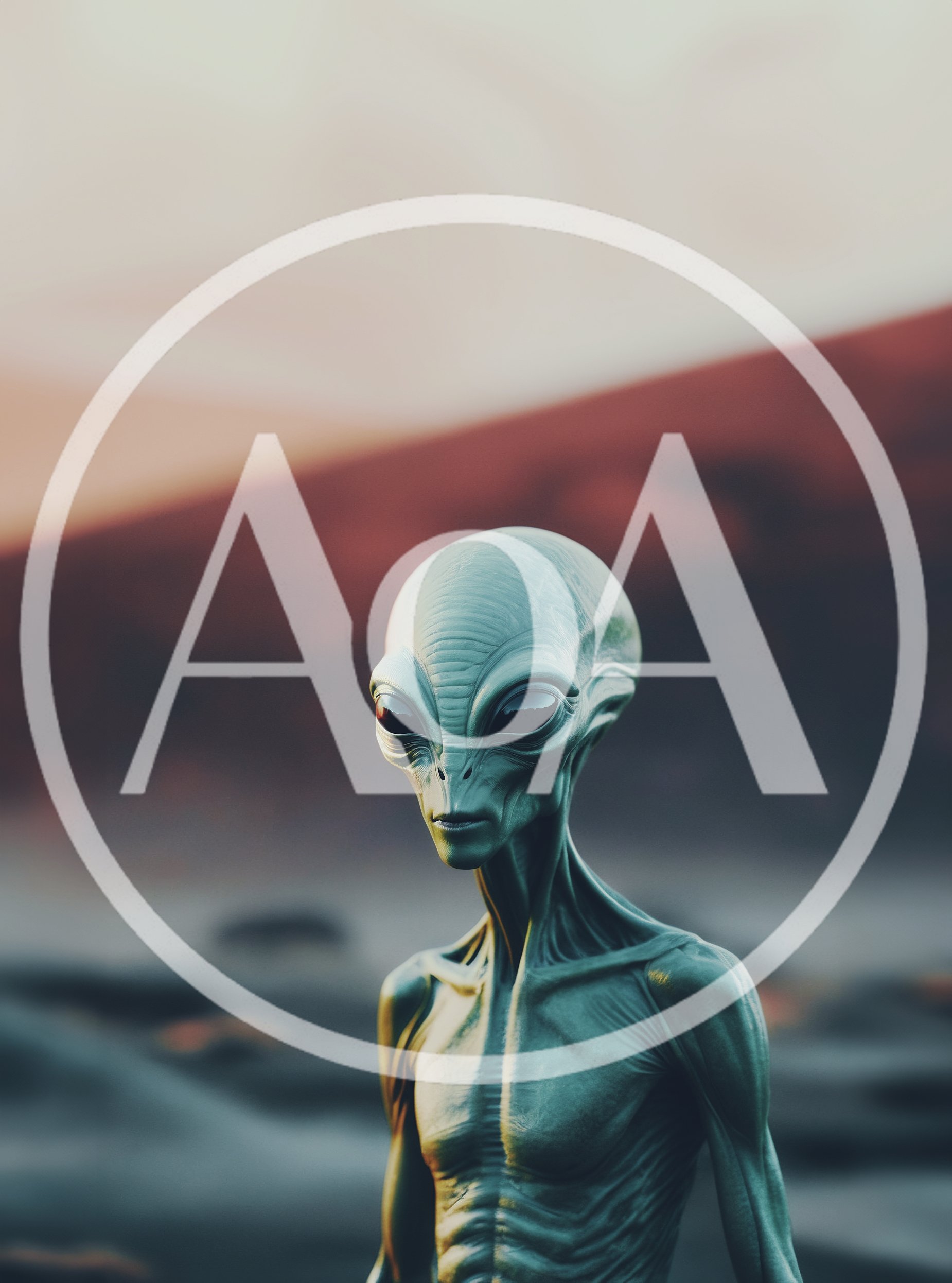 Cinematic Portrait Of A Grey Alien On Mars