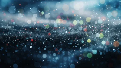 Abstract Blue Background With Glowing Bokeh Particles
