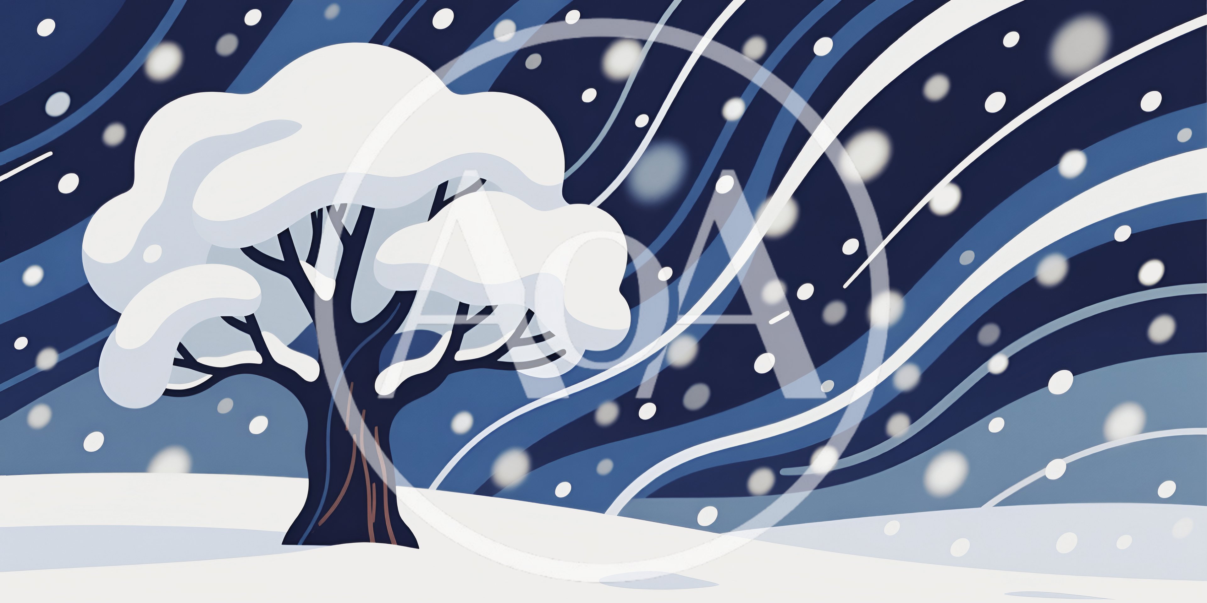 Stylized Winter Tree In A Snowstorm