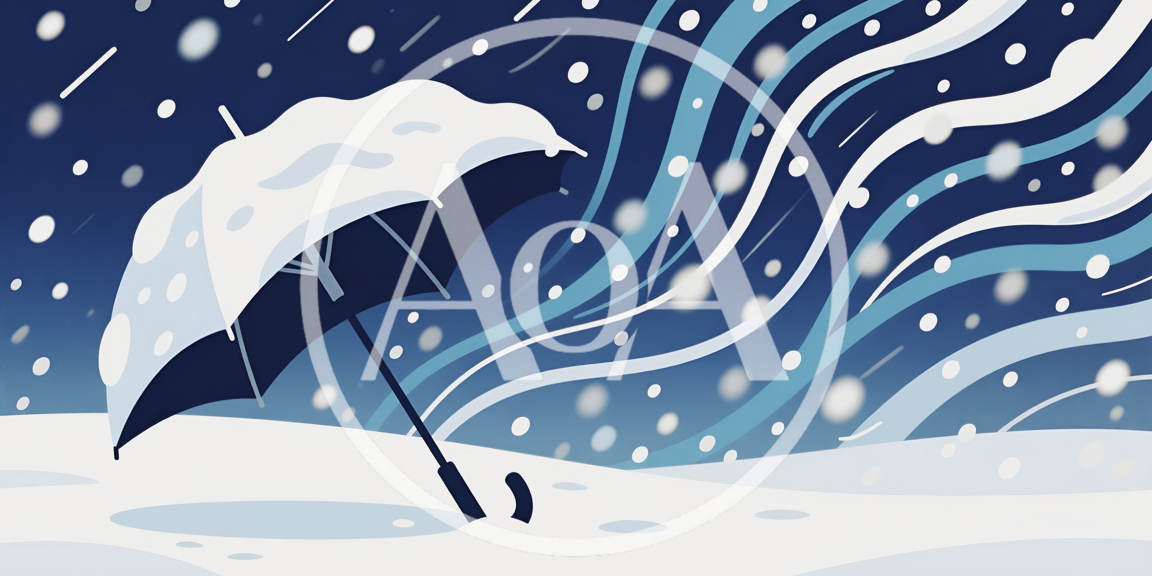 Snowy Winter Scene With Umbrella In Blizzard