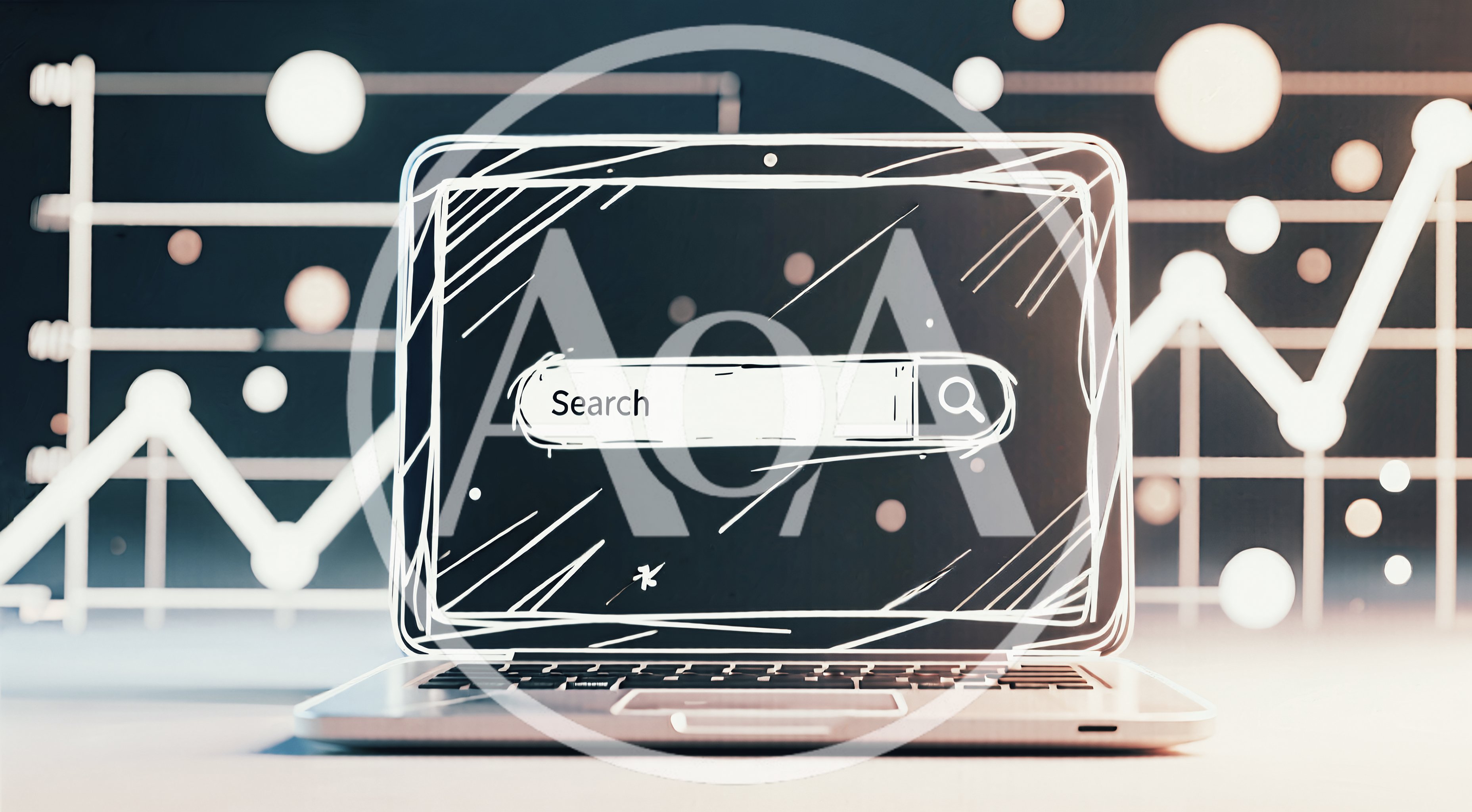 Laptop Displaying A Hand Drawn Search Bar Interface