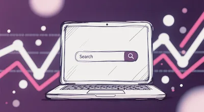 Hand Drawn Laptop With Search Bar And Data Graphs