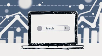 Hand Drawn Laptop With Search Bar Illustration