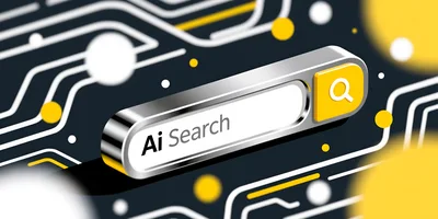 3D Isometric Search Bar With Ai Search Text