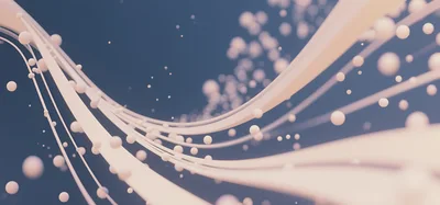 Abstract 3D Render Of Flowing Creamy Ribbons And Spheres