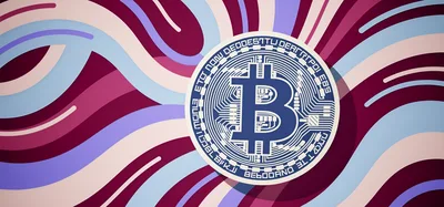 Bitcoin Cryptocurrency Symbol On Abstract Wavy Background
